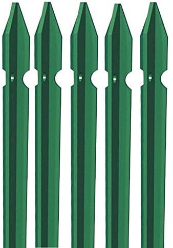 5x PALETTO A T IN FERRO PLASTIFICATO VERDE PALO PER RECINZIONE (125)