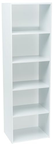 WERKA PRO Meuble Blanc de Rangement 5 niches (133 x 40 x 29 cm)