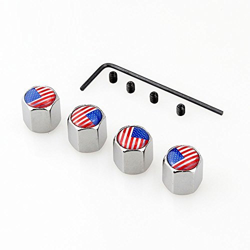 4 Teile/Satz Klassische US Flagge diebstahl Chrom Auto Rad Reifen Ventilkappe Für Auto/Motorrad, luftdicht Und Schutz Ihr Ventilschaft (Silber)