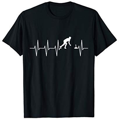 Eisstock Herzschlag Stocksport Stockschießen Puls EKG T-Shirt