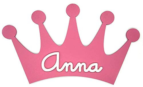 Placa decorativa infantil de madera corona personalizada con nombre, decoraciones cabecero puerta cuna, regalos originales para bebes recién nacidos