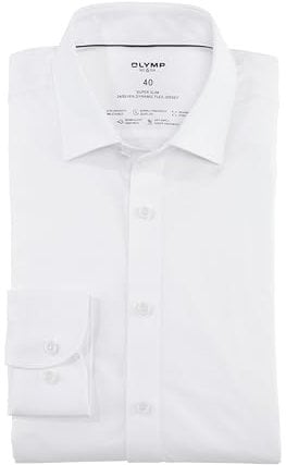 OLYMP Herren Businesshemd Langarm No.Six.24.Seven,Single Jersey,super Slim,Urban Kent,Weiss 00,44