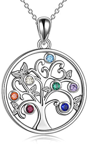 YFN Baum des Lebens Halskette Sterling Silber 7 Chakra Anhänger Schmuck Lebensbaum Kette Geschenk für Damen Mädchen (Anhänger)