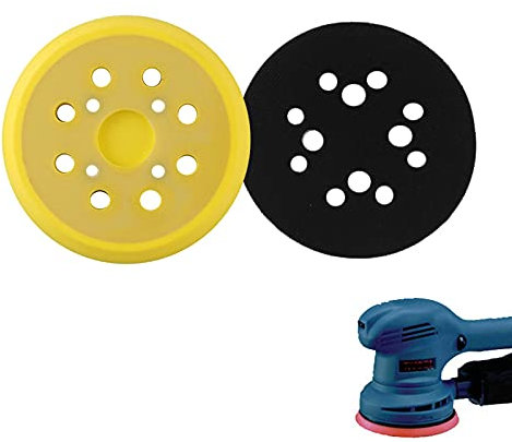 1pieza 125mm plato de lija para amoladora,PU Plato de soporte para discos abrasivos,Almohadillas de Lija Orbital Almohadilla con 8 Agujeros, accesorio de lijadora excéntrica(Amarillo)