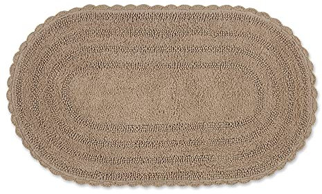 DII Crochet Collection Wende-Badematte, groß, oval, 53,3 x 86 cm, Stein.