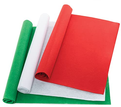 Baker Ross FE821 Rouleaux de Feutre Enfant de Noël - Lot de 3, Tissu à Décorer, Tissus Feutrine pour Couture, Loisirs Creatifs Feutrine