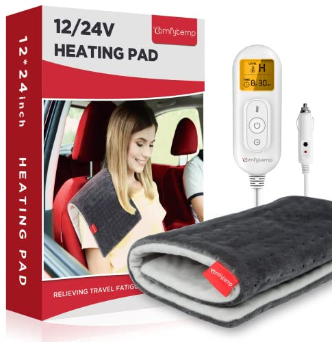 Comfytemp 12V/24V Car Electric Blanket for Back Neck Shoulders Hip 12x24