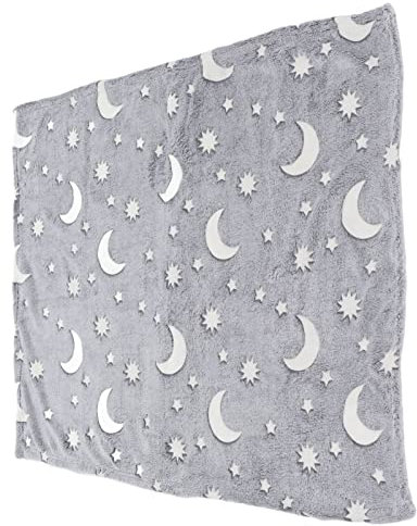 Atyhao Kinder Bettwäsche Überwürfe, die Im Dunkeln Leuchten, Decke aus Leuchtendem Polyester, Weiche und Warme Fuzzy-Decke für Bett, Sofa, Couch die Ganze Saison(grau)
