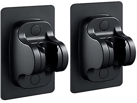 DASITON Large Wall Mount Strong Adhesive Waterproof Handheld Shower Holder, Shower Head Holder for rv Shower Kids Shower Bathroom Shower (Black 2P)