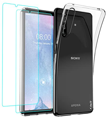 J&D Kompatibel für Sony Xperia 10 IV Hülle, Kristallklar Anti-Gelb Schutzhülle mit (2er Pack) Displayschutzfolie, Anti-Schock TPU Bumper Case, Nicht Kompatibel für Xperia 1 IV, Transparent