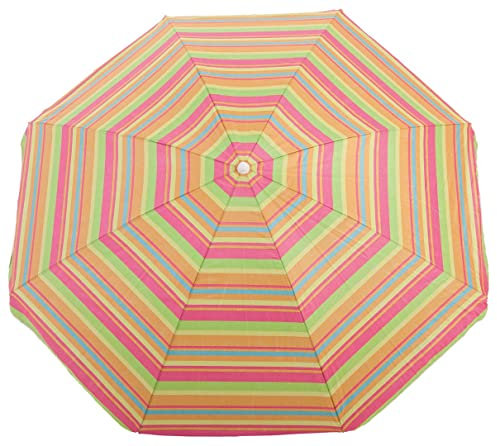 Creaciones Llopis Sombrilla Playa protección UV 50 diferentes tamaños 180 cm., 200 cm. y 220 cm. (Rayas Rosa, 180 cm.)