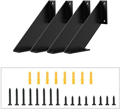 SPOROOT Regalhalterung Schwarz, Regalwinkel 10cm,90°Dreieck Unterstützung Eisen Regalwinkel für Winkel Regal (4 Stück)