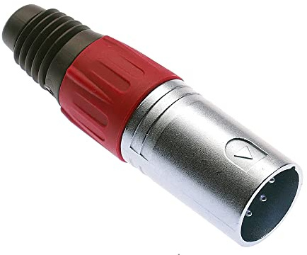 Keple 4-poliger XLR-Stecker, rot - männlicher Audio-Mikrofon-DMX-Stecker Klinkenstecker, nicked-Plated Adapter, Metallkonstruktion Stecker mit Kunststoffgehäuse