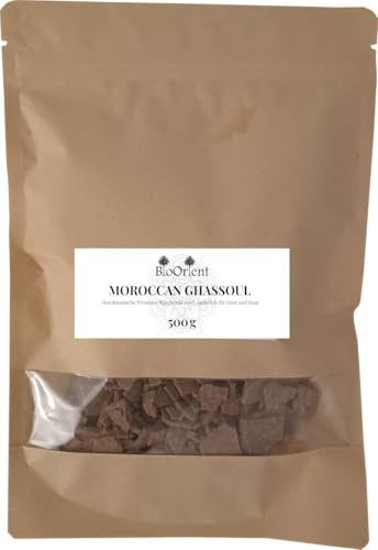 BioOrient Ghassoul Marokkanische Wascherde mit natürlichen Kräutern 500 g Mineralische Tonerde 100% Naturkosmetik Haarwäsche Körperpflege Masken und Peelings, Ohne Tenside, Natürlich und Vegan