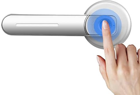 Yszbiay Fingerprint Door Lock Bedroom Door Lock Biometric Door Lock Keyless Electronic Door Knob with 30 Fingerprints Smart Lock for Home Storage Bedroom Office and Other Private Spaces（Silver）