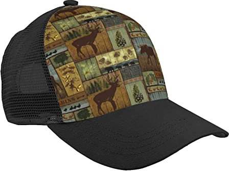 Rustikale Lodge Bear Moose Baseball Cap Dad Hat Trucker Hat Damen Herren Snapback Verstellbarer Modischer Trendiger Hip Hop Hut Low Profile