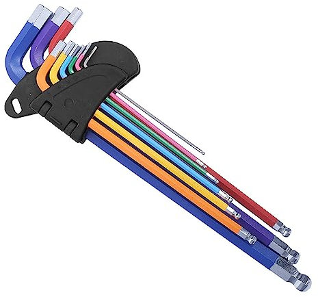 MOCNT Innensechskant Satz 9 Stück Innensechskantschlüssel Satz Sechskantschlüsse Kugelkopf Extra Lang Metrisch 1,5mm - 10mm Winkelschlüssel Innensechskant Schlüssel Set Bunt