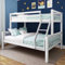 Bunk Beds for Kids, 4ft6 Double Bed Frame Pine Wood, 3ft Single Wooden Bunk Bed with Stairs, White Double Bunk Bed for Kids Children Bedroom, Triple Sleeper Bunk Beds, (White L199 Cm X W143 Cm X H144)