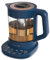 Vianté Hot Tea Maker Electric Glass Kettle with infuser and temperature control. Automatic Shut off Brewing Programs for your favorite teas Coffee 1.5 Liters capacity, Midnight Blue Color (KET-100MB)