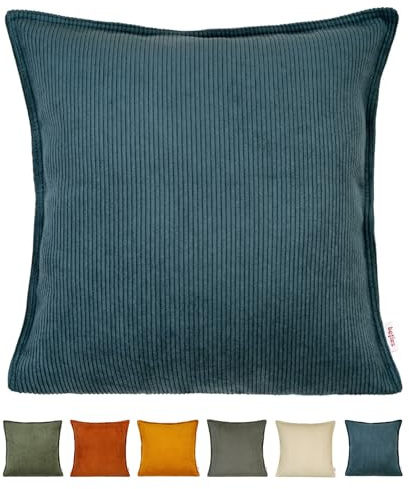 beties - HYggelig No.1 - Trendige Cord-Samt Kissenhülle ca. 40x40 cm; Kissenbezug mit aufwendiger Jeans-Doppelnaht in Raumausstatter Qualität