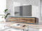 MINIO go for it TV Schrank 180 cm Breit Donna, TV Board Hängend oder Stehend, Fernsehtisch, Modern Lowboard mit LED, Farbe: Graphit Schwarz/Wotan Eiche mit Herringbone Muster - LED Beleuchtung