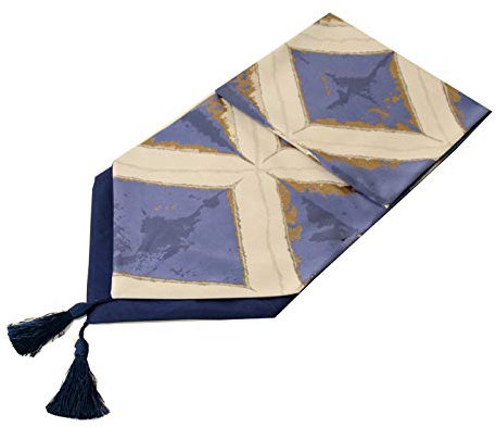 Chemin de Table Lavable Machine, Chemin de Table en Motif géométrique en Polyester, Bleu Violet, 32 x 240 cm