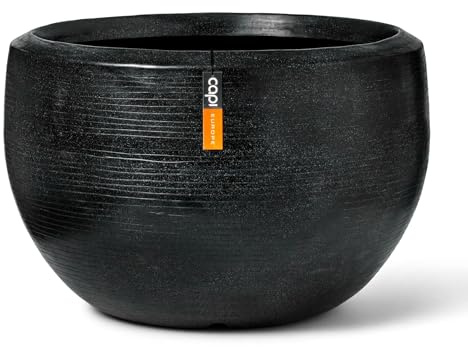 Capi Europe - Gefäß Kugel Arc Granite - 67x45 - Schwarz - Öffnung Ø55 - Blumentopf für den Innen- und Außeneinsatz - NBLS8051