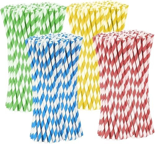 Pajitas de Papel de Colores, 500 Piezas Biodegradables para Fiestas y Bodas