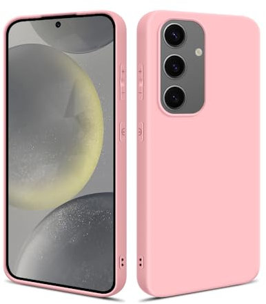 HSP Coque pour Samsung Galaxy S24 5G [Anti-poussière] étui de protection en silicone TPU premium | Résistant aux chocs | Protecteur d'écran et de caméra | Housse Ajustement parfait Mat | Rose