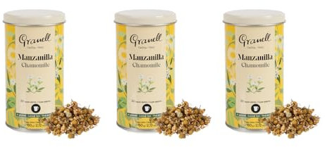 Granell Cafés · 1940 - Pack de 3 Botes de Infusión de Manzanilla a Granel | Infusión de Manzanilla en Flor Digestiva y Reconfortante