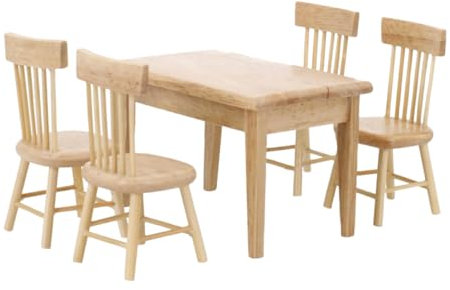 SAFIGLE 5stücke Miniatur Möbel Set Für Puppenhaus Teiliges Holz Möbel Set Mit Stühlen Und Tisch Zubehör Für Kreatives Spielen Und Dekorieren Von Mini-häusern