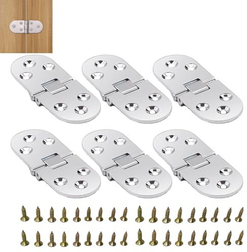 Lot De 6 CharnièRes Rondes Pliantes à 270 DegréS En Acier Inoxydable,Plat Porte Cabinet Pliable CharnièRes, Pour Armoires, Tables Pliantes, Armoire, BoîTe En Bois, Bricolage, Meubles