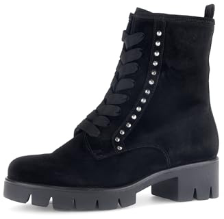 Gabor Damen Schnürstiefeletten, Frauen Stiefeletten,Best Fitting,Winterstiefeletten,warm,gefüttert,Boots,schwarz(Altsilber),39 EU / 6 UK