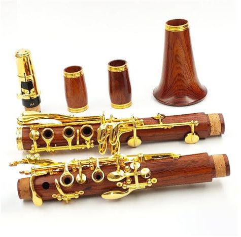 Klarinette Aus Rotem Holz Professioneller B-Ton Vergoldetes Klarinetteninstrument Mit 17 Tasten Und Zubehör