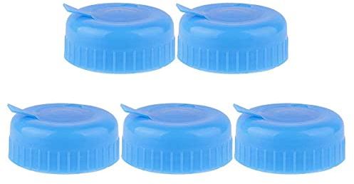 arlote Water Jug Cap 5 Pack Plastic Water Bottle Cap Blue Gallon Drinking Water Bottle Cap Replacement Bottle Tool Leak Free