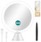 Auxmir Grossissant Miroir Maquillage x20 avec Lumières LED Miroir de Salle de Bain Portable Lumineux, 2000mAh USB Rechargeble, Miroir Ventouse Rotation à 360 °, Blanc