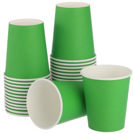 QUARKZMAN Bicchieri di Carta Usa e Getta Colorati,50pz 250ml Giocattoli Educativi Creativi Articoli Artigianato Bicchieri Carta Fai Da Te per Feste (Verde Scuro)