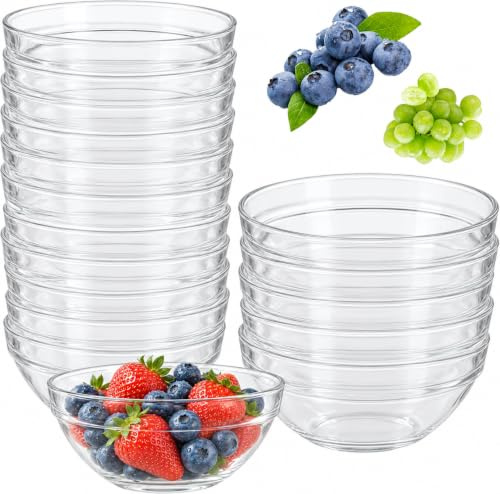 ZOFUN 15 x Dipschalen Ø 12 cm Glasschälchen Dessertschalen, Schüsseln aus Glas Dessertgläser Glas, Snackschalen, Dip Schälchen für Desserts, Tapas & Snacks