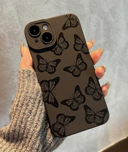 Jusnfu iPhone Xs Max Case, Black Butterfly Bumper Silicone Shockproof Slim Fit Phone Case for iPhone Xs Max