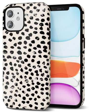 Svanove Cheetah Print iPhone 11 Case - Girly Trendy Leopard Pattern With Retro Cool Animal Print, Luxury Aesthetic Y2k Hard Shell Plastic for Women, Beige Polka Dots