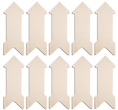 VEHYEGOI 10 Arrow-Shaped Wooden Signs, Home Decor, Garden Signs, DIY Wood Products