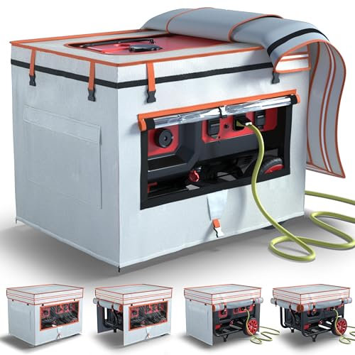 Cubiertas para generador, cubiertas de generador mientras corres, 96 x 71 x 68 cm, con bolsa de herramientas y ventana operable, la parte superior se puede repostar, tela de doble capa 600D + 210D,