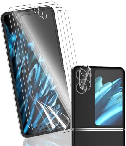 Yonntmmi Protection d'écran pour OPPO Find N2 Flip Non-Verre Trempé, 4 Pièces Protection d'écran Film Flexible + 1 Pièces Arrière Caméra Verre Trempé, Haute définition pour OPPO Find N2 Flip