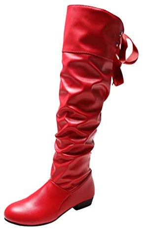 riou Stivali Donna Gambale Curvy Pianta Larga Stivali Donna Texani Alti Pelle Zeppa Alti Scarpe con Tacco Boots Nero Biker Anfibi Eleganti Ankle Boots Stivaletti Pelle Alti