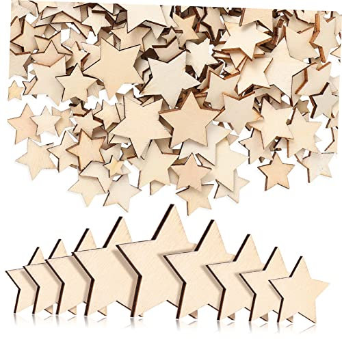 TOKIDNY 1500 Stk Jupiter Sterne aus Papier Feuerprotokoll Baumscheiben vorgebohrt weihnachtliche hängende Verzierungen weihnachtsdeko weinachtsdeko Holzsterne zum Basteln kleiner Holzstern
