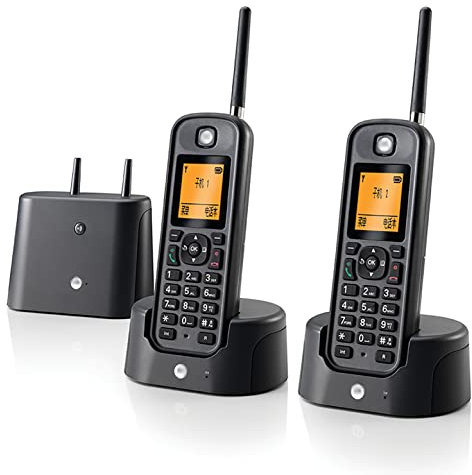 CAFIEDR Telefon 2,4 GHz digitales schnurloses Business-Telefon, orangefarbene Hintergrundbeleuchtung, 100 Telefonspeichergruppen, wasserdichtes IP67-Design, Freisprecheinrichtung(Orange, 2 Stück)