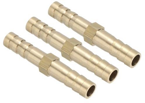 PATIKIL 1/4 Raccord de Tuyau en Laiton, 10 pièces Raccords Droits de l'union de barbures en métaux de barbure Adaptateur de barbure de réparation de Tuyau d'air pour l'eau, l'huile