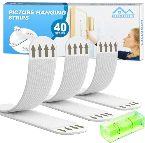 Heavy Duty Large Picture Hanging Strips, 20-Pairs (40 Packs) Velcro Adhesive Picture Hangers, No Damage Wall Hanger Without Nail, Poster Hanger Strips, Picture Hanging Hooks for Wall Decoration