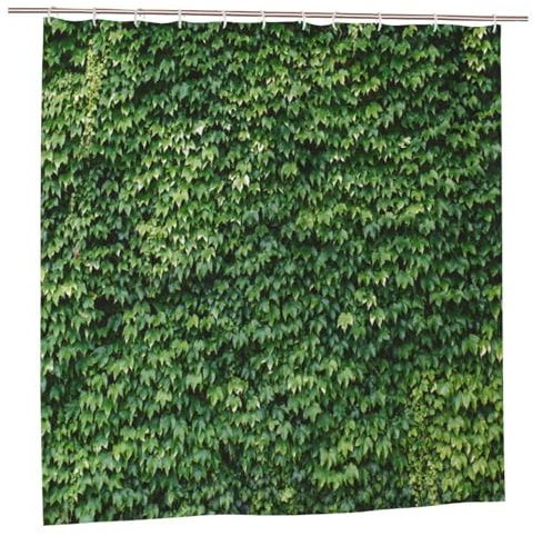 Newhomestyle Ivy Green Leaf Wall Garden Shower Curtain, Outdoor Waterproof Farmhouse Bath Curtain, Nature Scenery Garden Bath Decoration, All Seasons Bathroom Shower Curtain with 12 Hooks, 180x180cm