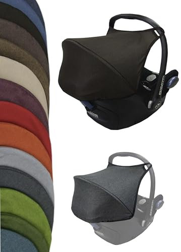 Sonnenverdeck Sonnendach [Sonnenschutz für Babyschale] kompatibel mit Maxi Cosi Cabrio Fix Gruppe 0 + GP (meliert dunkelbraun)